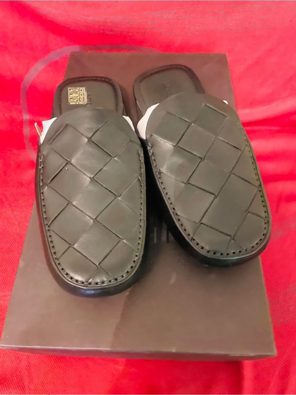 Bottega Veneta Black Woven Leather Slip-On Women's Slippers